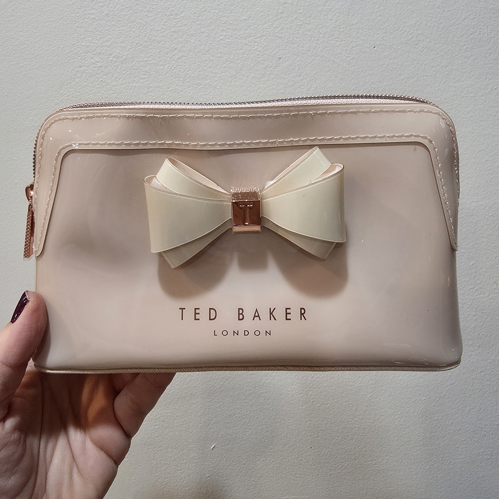 Ted Baker Pink Patent Bow Cosmetic Pouch